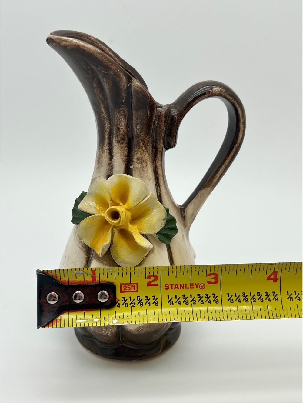 Mini Capodimonte Rustic Pitcher Yellow Flower - Picture 9 of 9